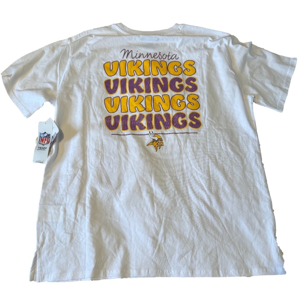 Women's Minnesota Vikings NFL Team Apparel White Short Sleeve T Shirt Sz XL NEW